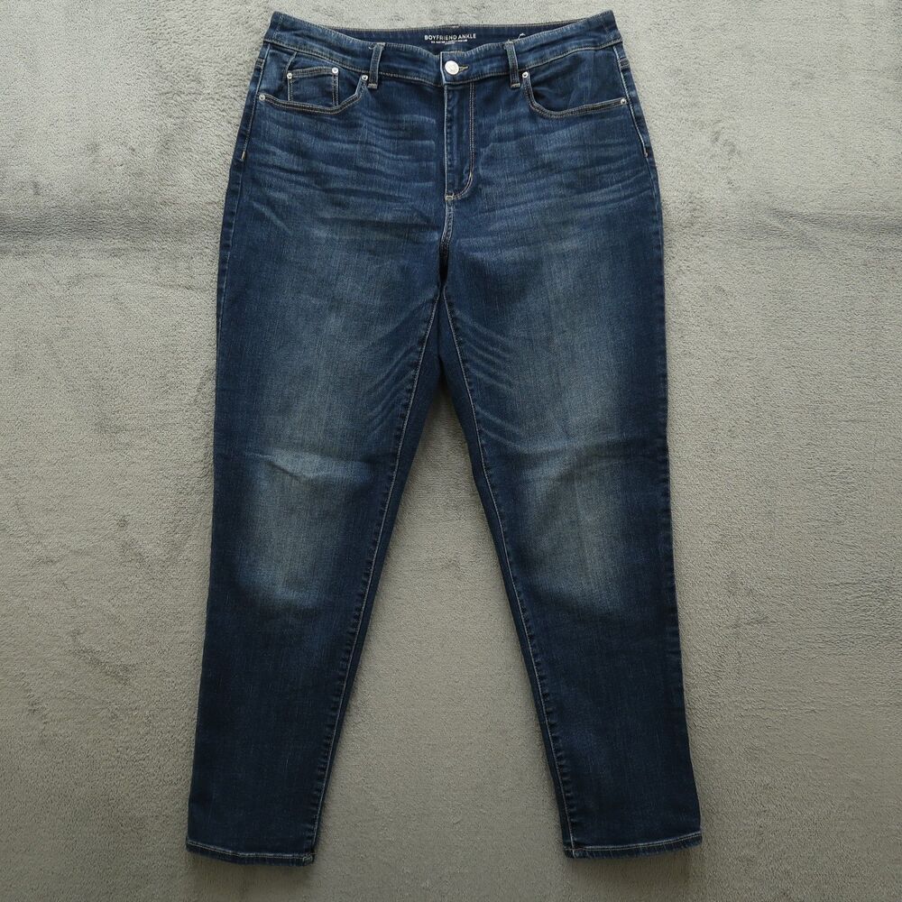 Chico's Jeans Women's 1.5R US-10R Blue High-Rise Boyfriend Ankle 30" Inseam